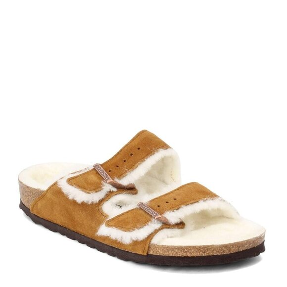 Birkenstock Shoes - Birkenstock Women's Arizona Shearling Sandals, Mink, Tan Womens size 8